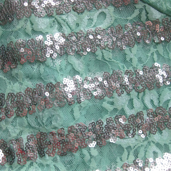 Charlotte Russe sequined sheer teal lacy top - Picture 4 of 5